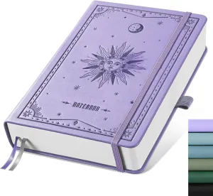 EMSHOI Blank Notebook Journal - 320 Pages, 100gsm Thick Paper, A5 Hardcover Leather, Art Sketchbook for Drawing, Unlined, Plain Sketch Book for Women Men Work Writing, 5.75 x 8.38, Light Purple