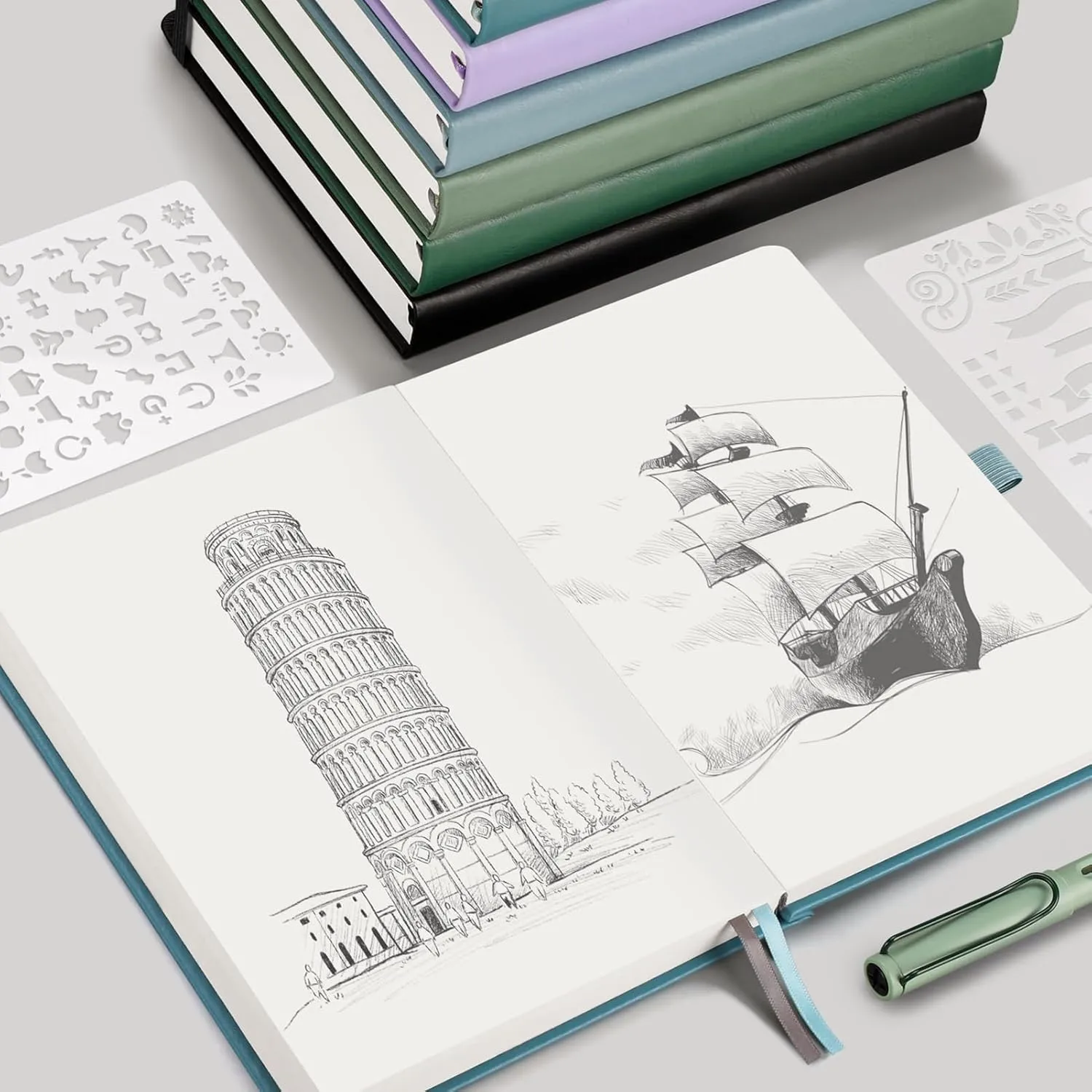 EMSHOI Blank Notebook Journal - 320 Pages, 100gsm Thick Paper, A5 Hardcover Leather, Art Sketchbook for Drawing, Unlined, Plain Sketch Book for Women Men Work Writing, 5.75 x 8.38, Light Purple