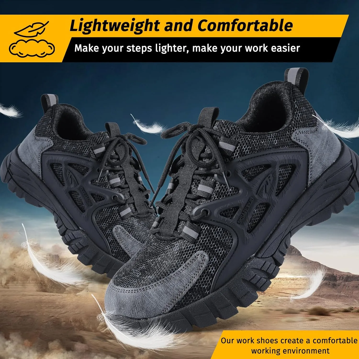 Evontira Elevated Pro Trainers Steel Toe Original, Noozier Safety Shoes, 2025 New Non Slip Work Shoes for Man Women, Lightweight, Comfortable, Prestivos Slip On Steel Toe