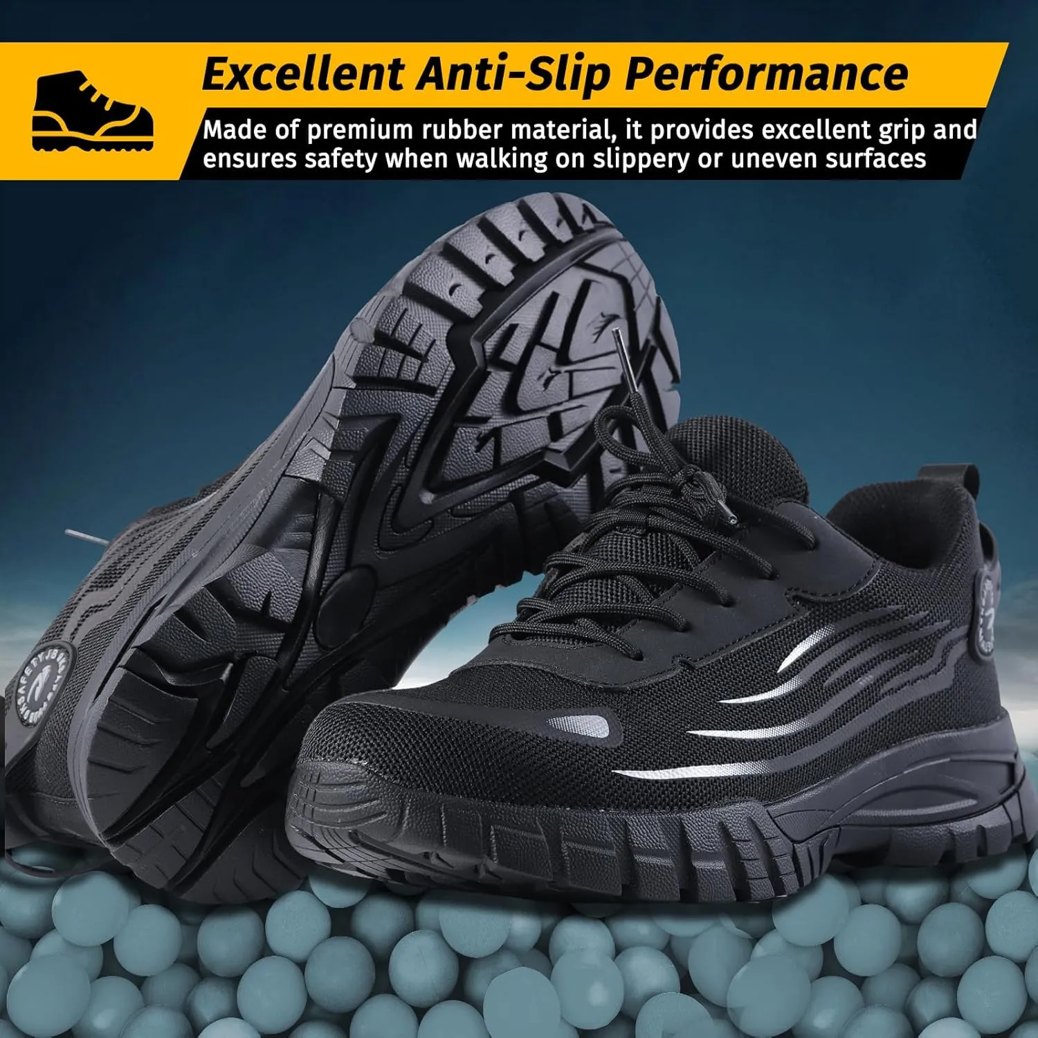 Evontira Elevated Pro Trainers Steel Toe Original, Noozier Safety Shoes, 2025 New Non Slip Work Shoes for Man Women, Lightweight, Comfortable, Prestivos Slip On Steel Toe