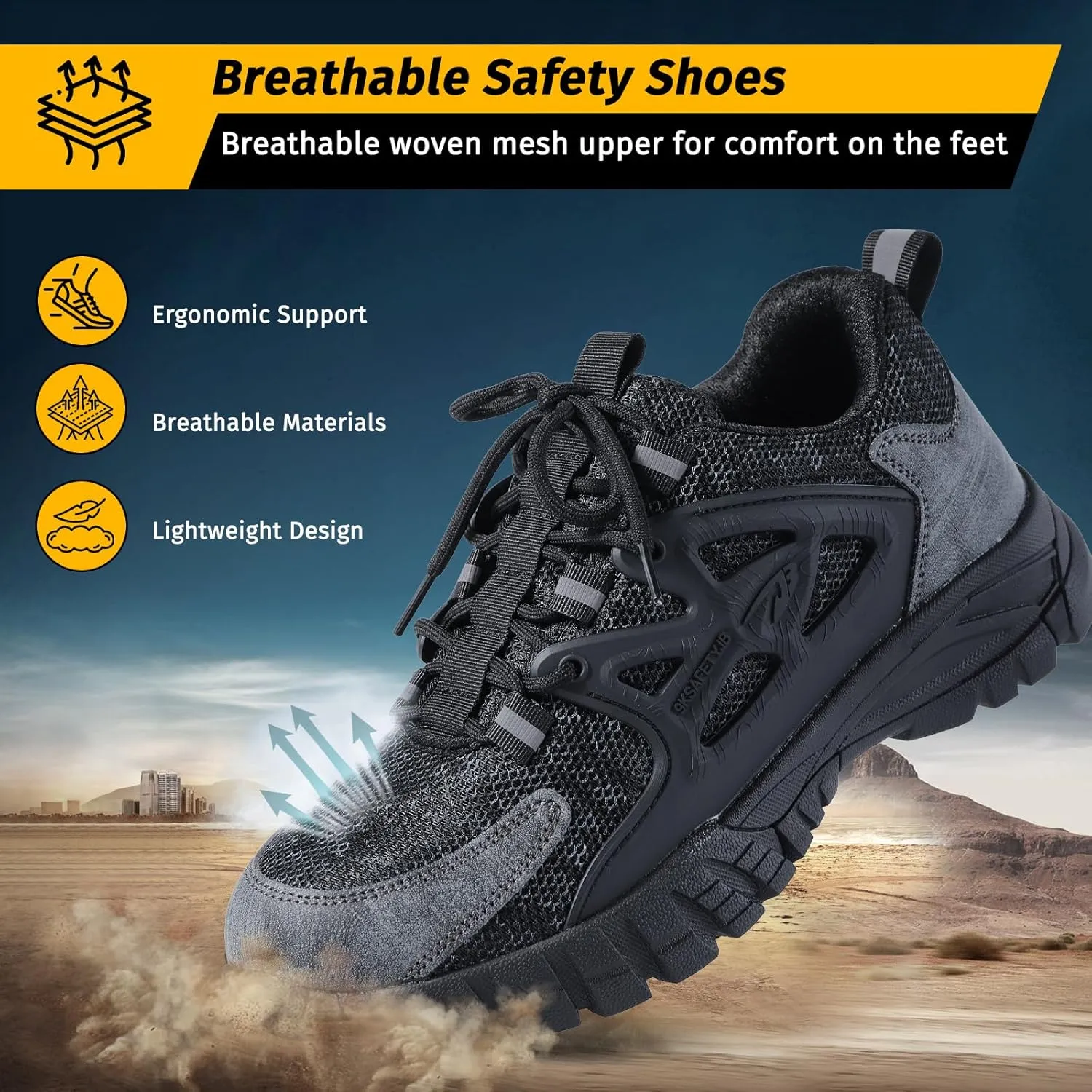 Evontira Elevated Pro Trainers Steel Toe Original, Noozier Safety Shoes, 2025 New Non Slip Work Shoes for Man Women, Lightweight, Comfortable, Prestivos Slip On Steel Toe
