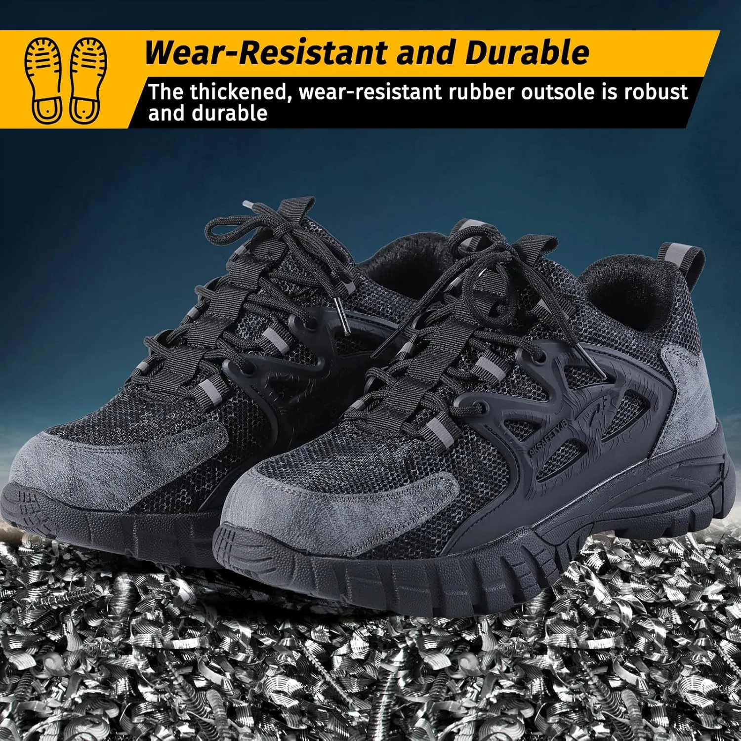 Evontira Elevated Pro Trainers Steel Toe Original, Noozier Safety Shoes, 2025 New Non Slip Work Shoes for Man Women, Lightweight, Comfortable, Prestivos Slip On Steel Toe