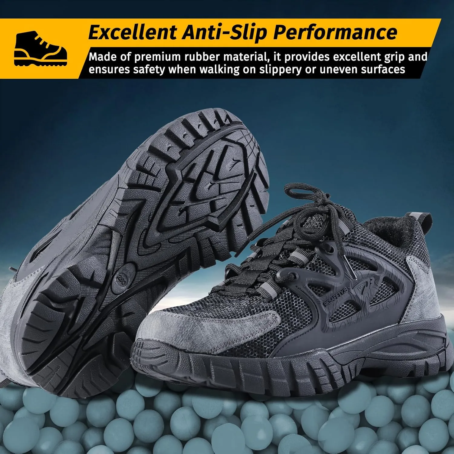 Evontira Elevated Pro Trainers Steel Toe Original, Noozier Safety Shoes, 2025 New Non Slip Work Shoes for Man Women, Lightweight, Comfortable, Prestivos Slip On Steel Toe