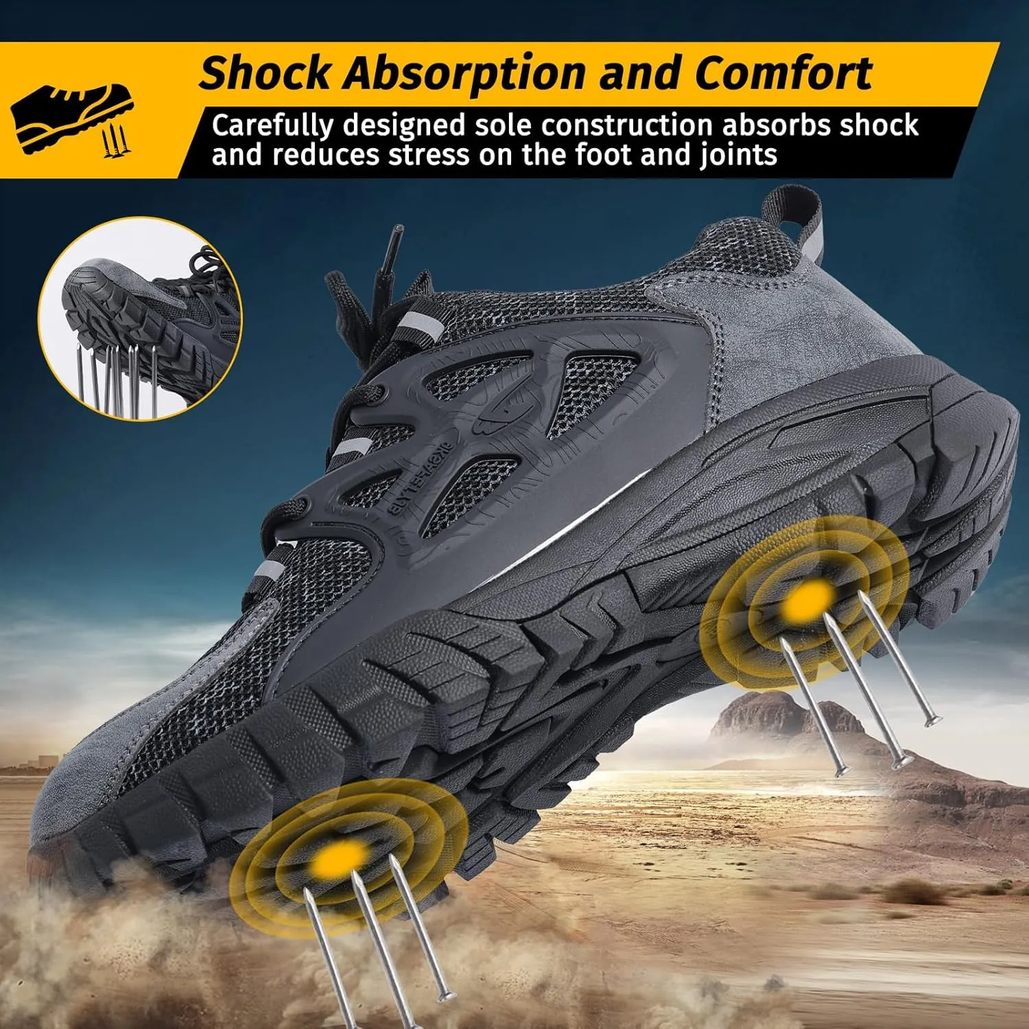 Evontira Elevated Pro Trainers Steel Toe Original, Noozier Safety Shoes, 2025 New Non Slip Work Shoes for Man Women, Lightweight, Comfortable, Prestivos Slip On Steel Toe