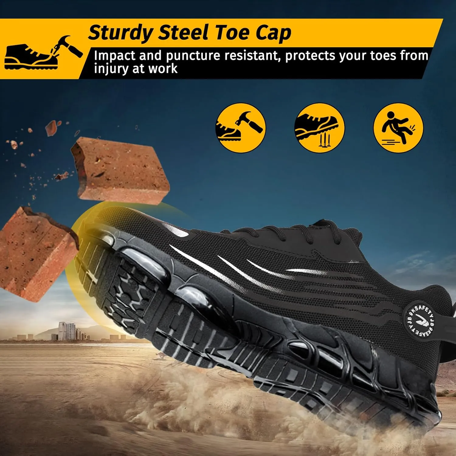 Evontira Elevated Pro Trainers Steel Toe Original, Noozier Safety Shoes, 2025 New Non Slip Work Shoes for Man Women, Lightweight, Comfortable, Prestivos Slip On Steel Toe