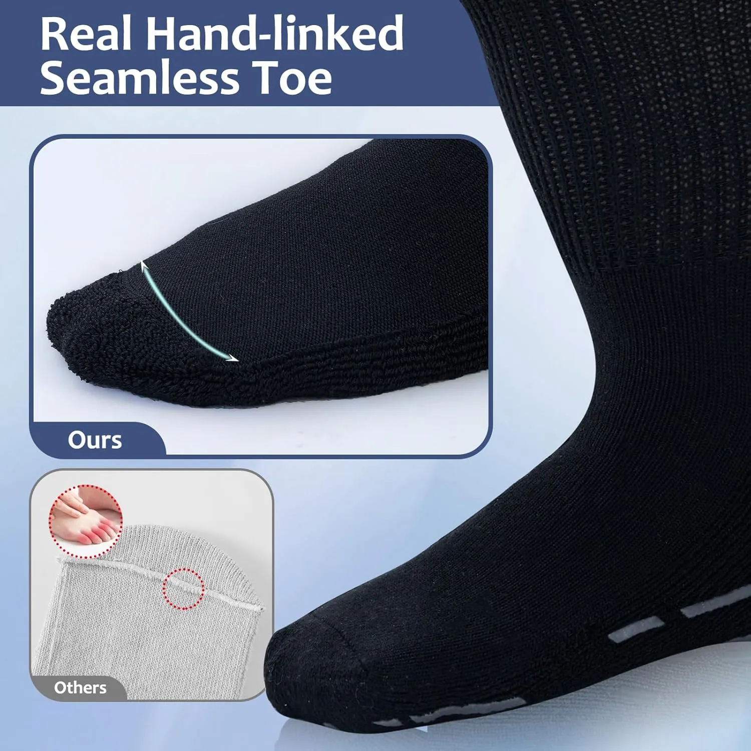 Extra Width Socks for Swollen Feet-2 Pairs Bamboo Viscose Wide Diabetic Socks for Women Men,Non Slip Hospital Socks