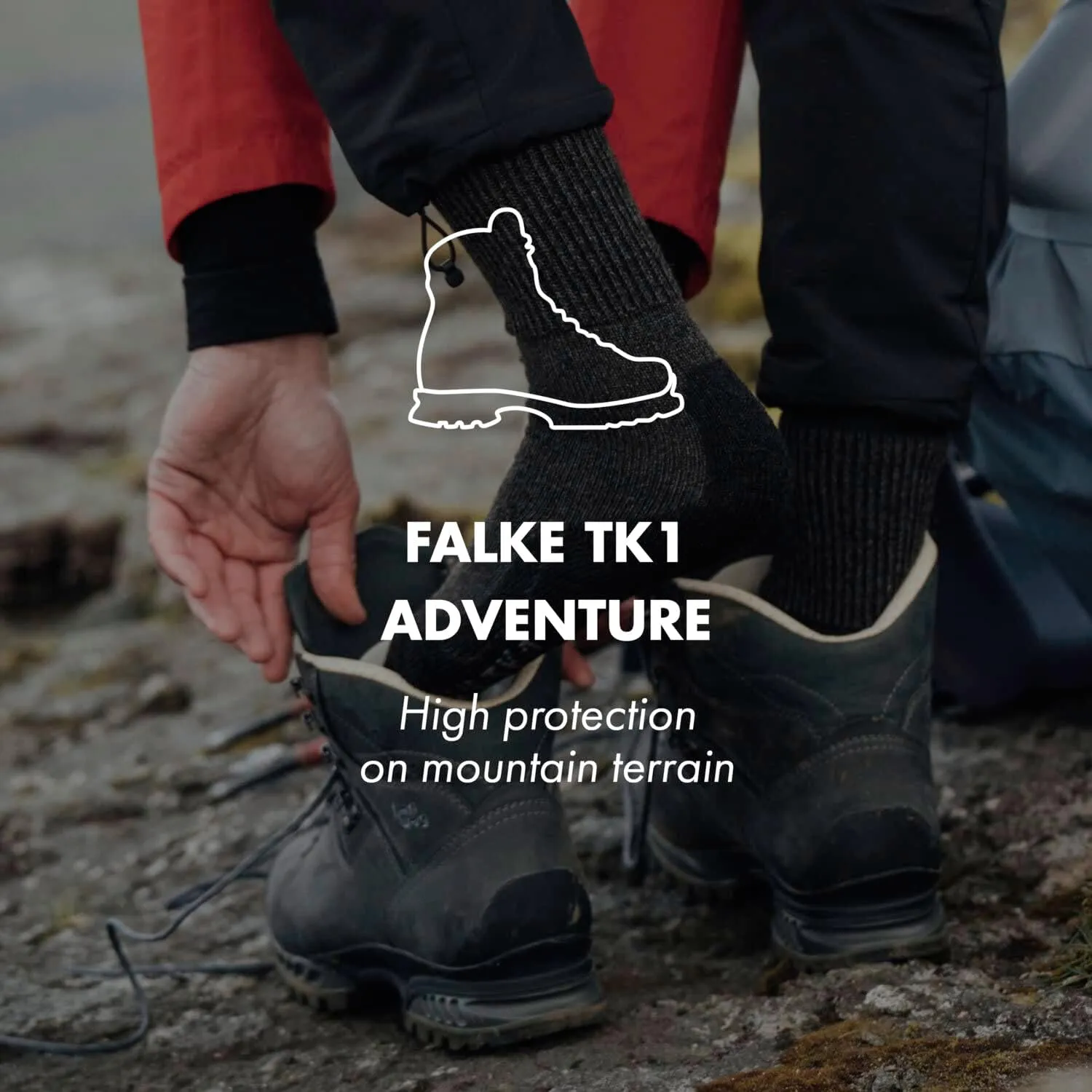 FALKE Men's TK1 Adventure Hiking Socks, Crew, Quick Dry Merino Wool, 1 Pair