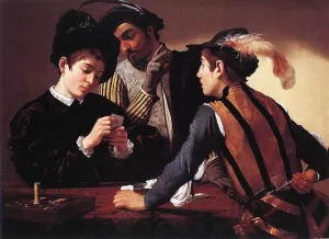 FANBUiHU Famous Wall Art Print Classic Canvas the Cardsharps by Caravaggio Graffiti Painting for Office Decor 60x90cm