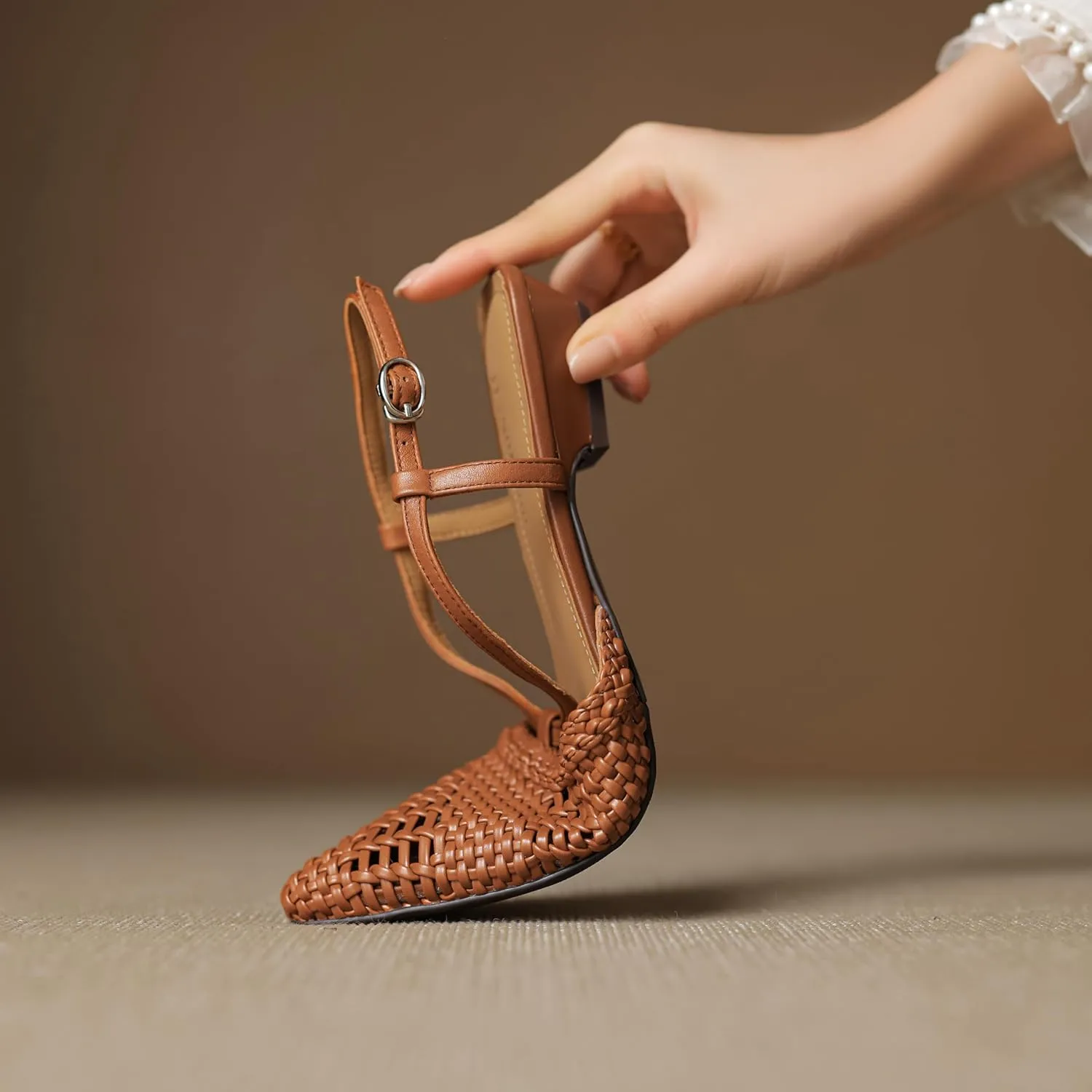 Fashion Slingback Flats for Women Pointed Close Toe Work Pumps