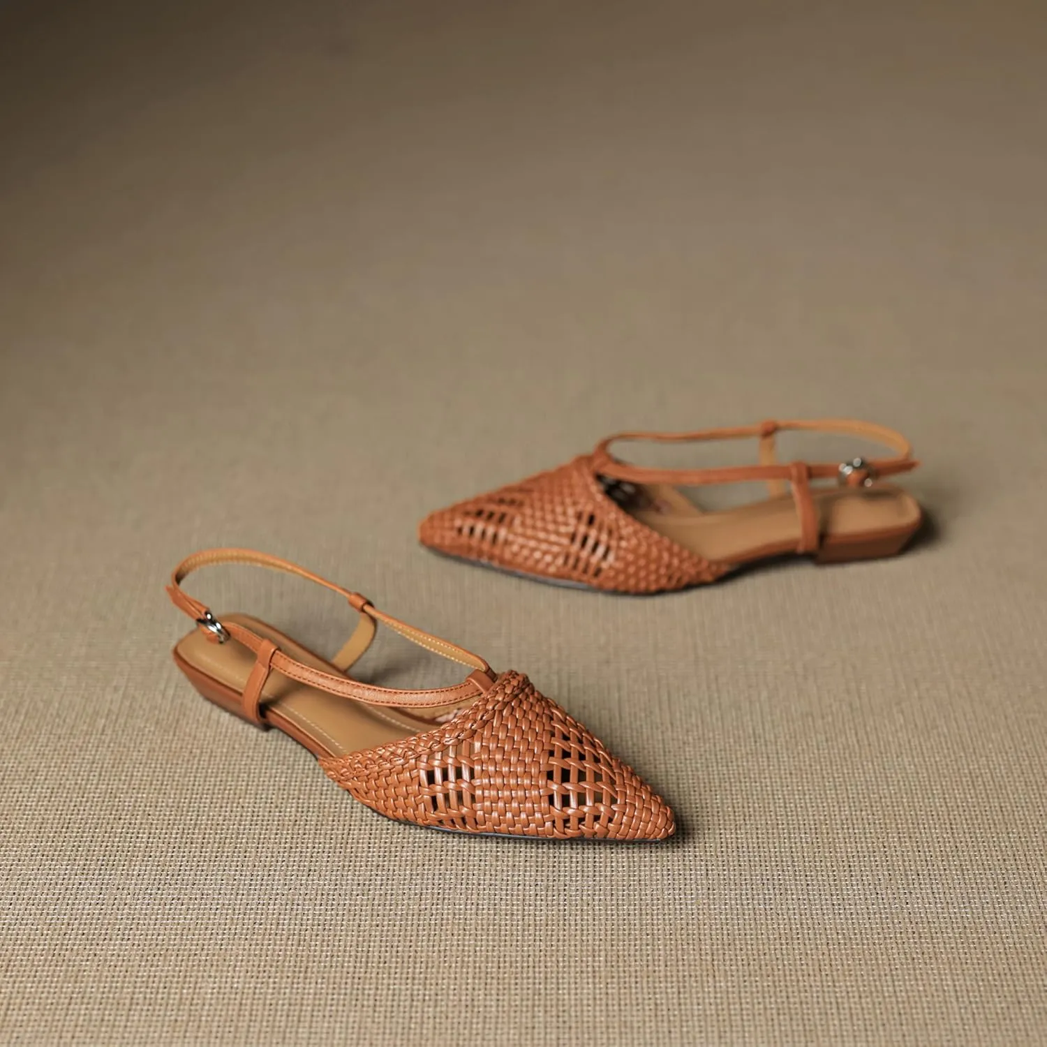 Fashion Slingback Flats for Women Pointed Close Toe Work Pumps