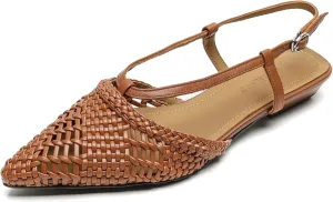 Fashion Slingback Flats for Women Pointed Close Toe Work Pumps