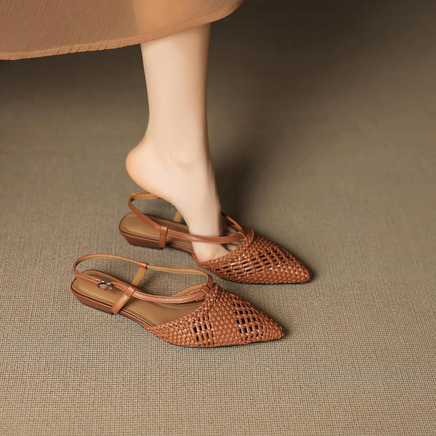 Fashion Slingback Flats for Women Pointed Close Toe Work Pumps