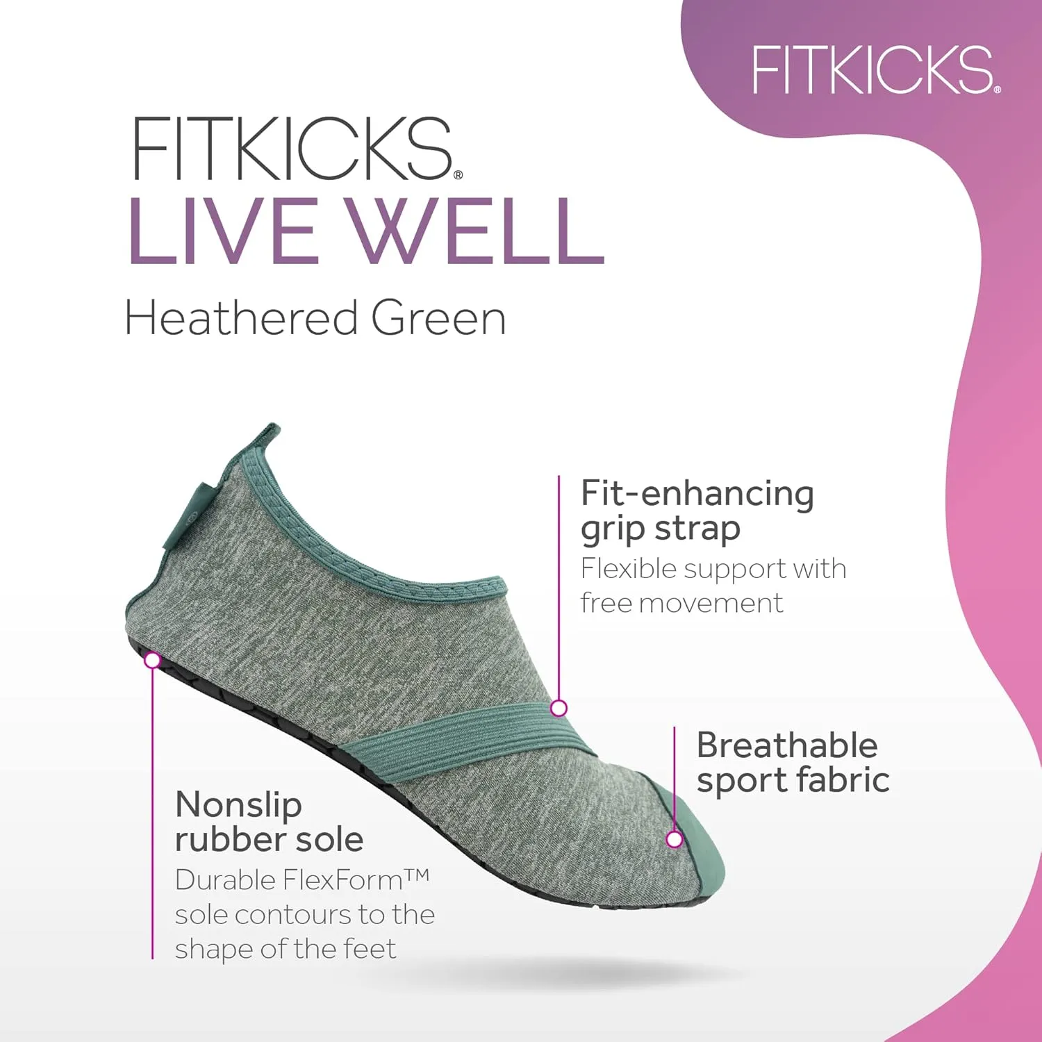 FITKICKS Original Women's Foldable Active Lifestyle Minimalist Footwear Barefoot Yoga Sporty Water Shoes