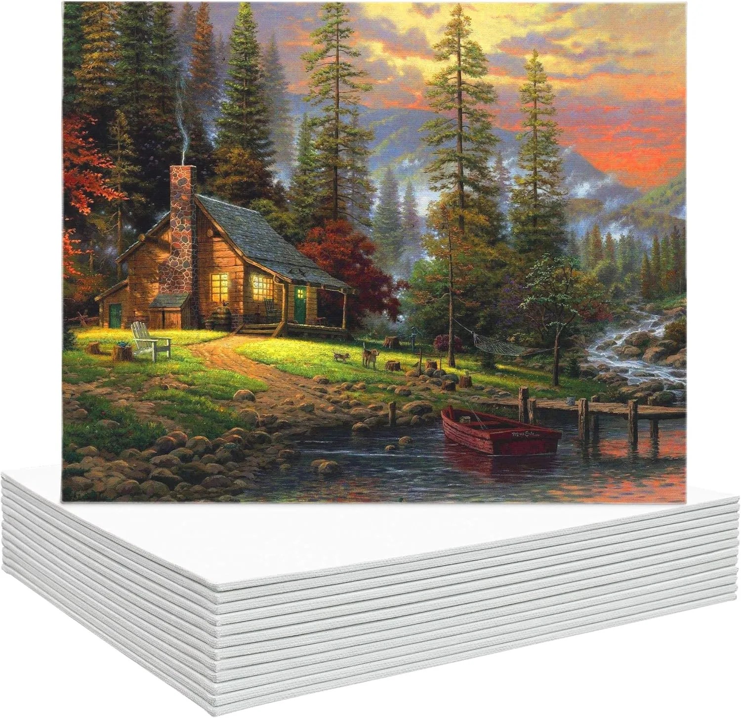 FIXSMITH Canvas Boards for Painting 9x12 Inch, Super Value 12 Pack White Blank Canvas Panels, 100% Cotton Primed, Painting Art Supplies for Professionals, Hobby Painters, Students & Kids