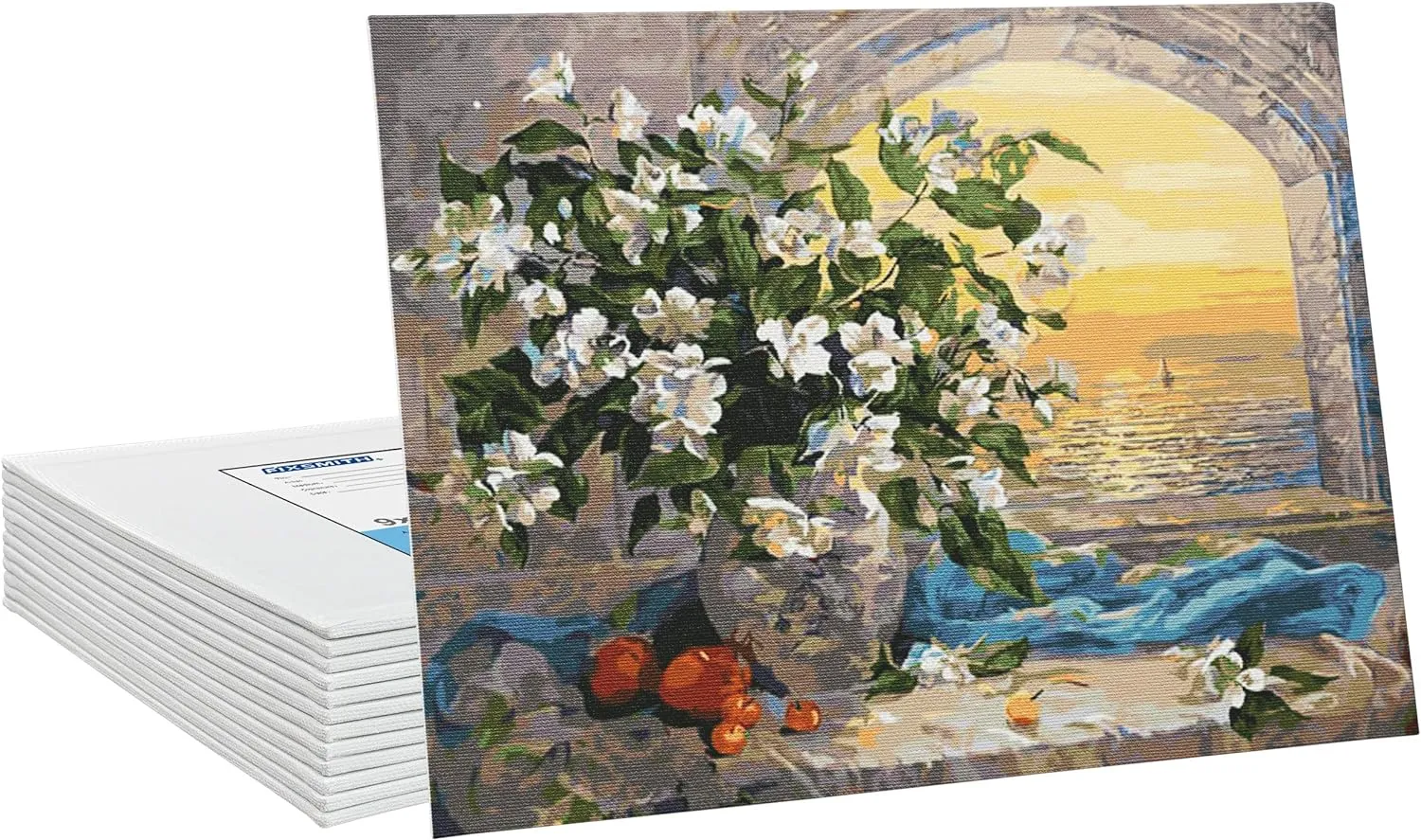 FIXSMITH Canvas Boards for Painting 9x12 Inch, Super Value 12 Pack White Blank Canvas Panels, 100% Cotton Primed, Painting Art Supplies for Professionals, Hobby Painters, Students & Kids