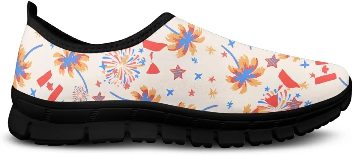 Flowers Casual House Shoes Breathable Mesh Sneakers for Women Comfort Soft Anti-Slip Shock Absorption EVA Sole Hiking Shoes for Outdoor Size 5.5-11.5 Black Sole