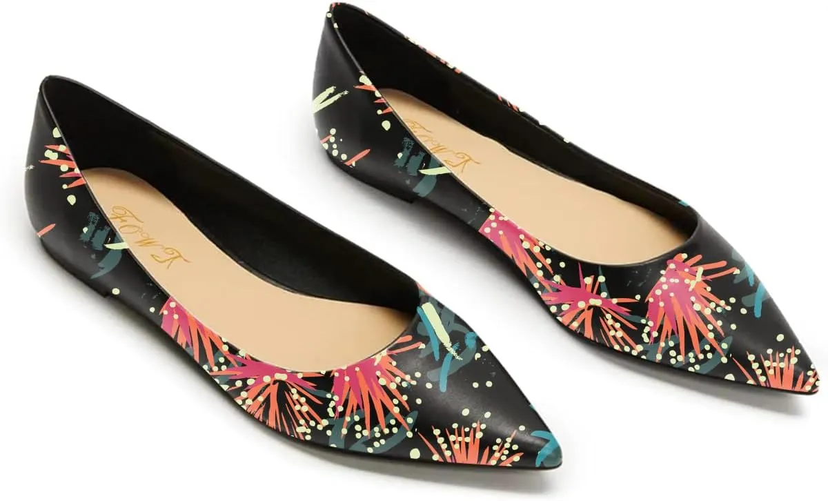 FOWT Women Comfortable Slip On Pointed Toe Flat Heel Pumps Flats Daily Office Party Dress Unisex Shoes US Size 4-16