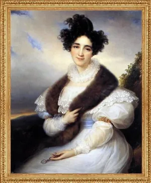 Francois-Joseph Kinsoen Portrait of Marie J. Lafont-Porcher - 16" x 20" Premium Canvas Print with Antique Gold Finish Frame