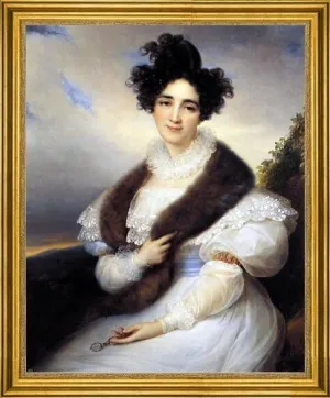 Francois-Joseph Kinsoen Portrait of Marie J. Lafont-Porcher - 16" x 20" Premium Canvas Print with Gold Frame