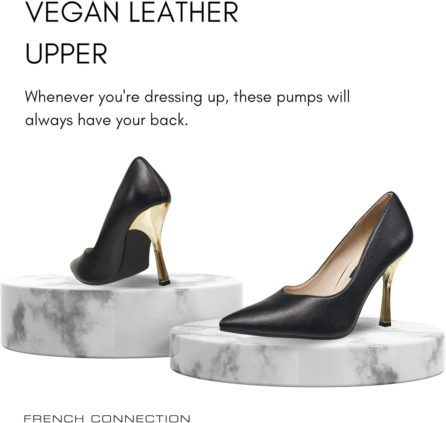 French Connection Women's Heels Pumps Pointed Toe Stiletto High Heels Slip On Comfy Wedding Office Work Dress Shoes for Women with Cushioned Insole & Designed Heel