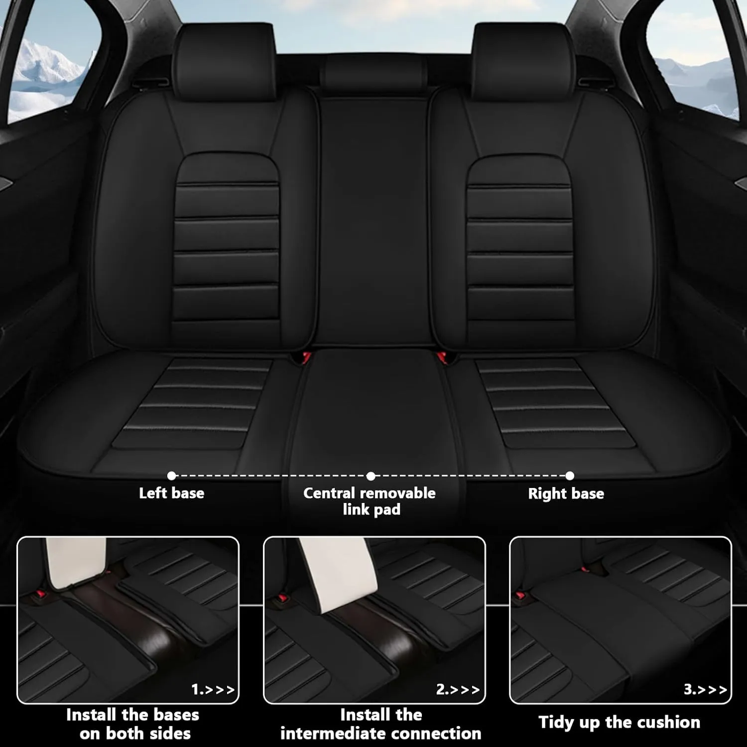 Full Set Car Seat Covers for Chevy Silverado 1500/2500/3500 LT WT LTZ RST Custom Trail High Country Seat Covers 2008-2025, Leather Seat Protectors(Standard 5 Seats/Black&Red)