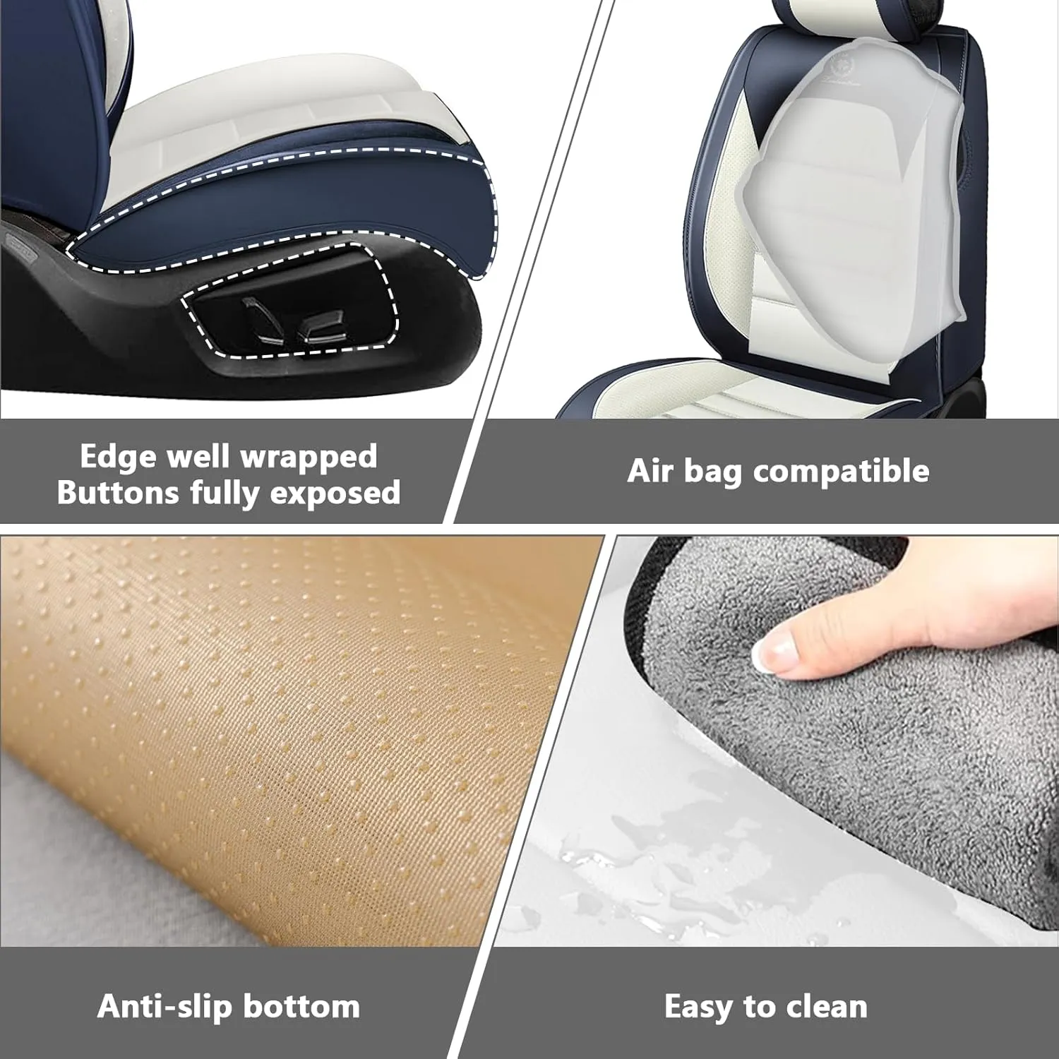 Full Set Car Seat Covers for Chevy Silverado 1500/2500/3500 LT WT LTZ RST Custom Trail High Country Seat Covers 2008-2025, Leather Seat Protectors(Standard 5 Seats/Black&White)