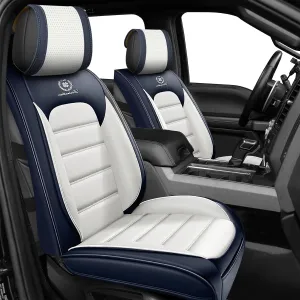Full Set Car Seat Covers for Chevy Silverado 1500/2500/3500 LT WT LTZ RST Custom Trail High Country Seat Covers 2008-2025, Leather Seat Protectors(Standard 5 Seats/Black&White)