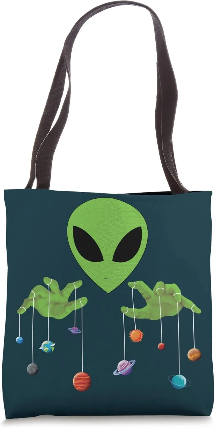 Funny Alien Manipulate Plants For Aliens & Space Lovers Tote Bag