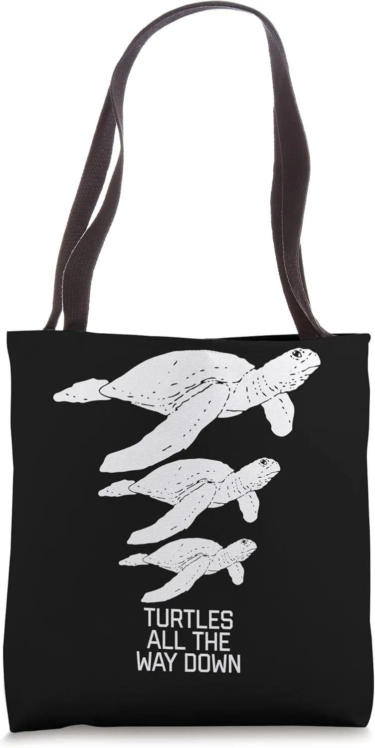 Funny Turtles All The Way Down Philosophy Multiverse Tote Bag
