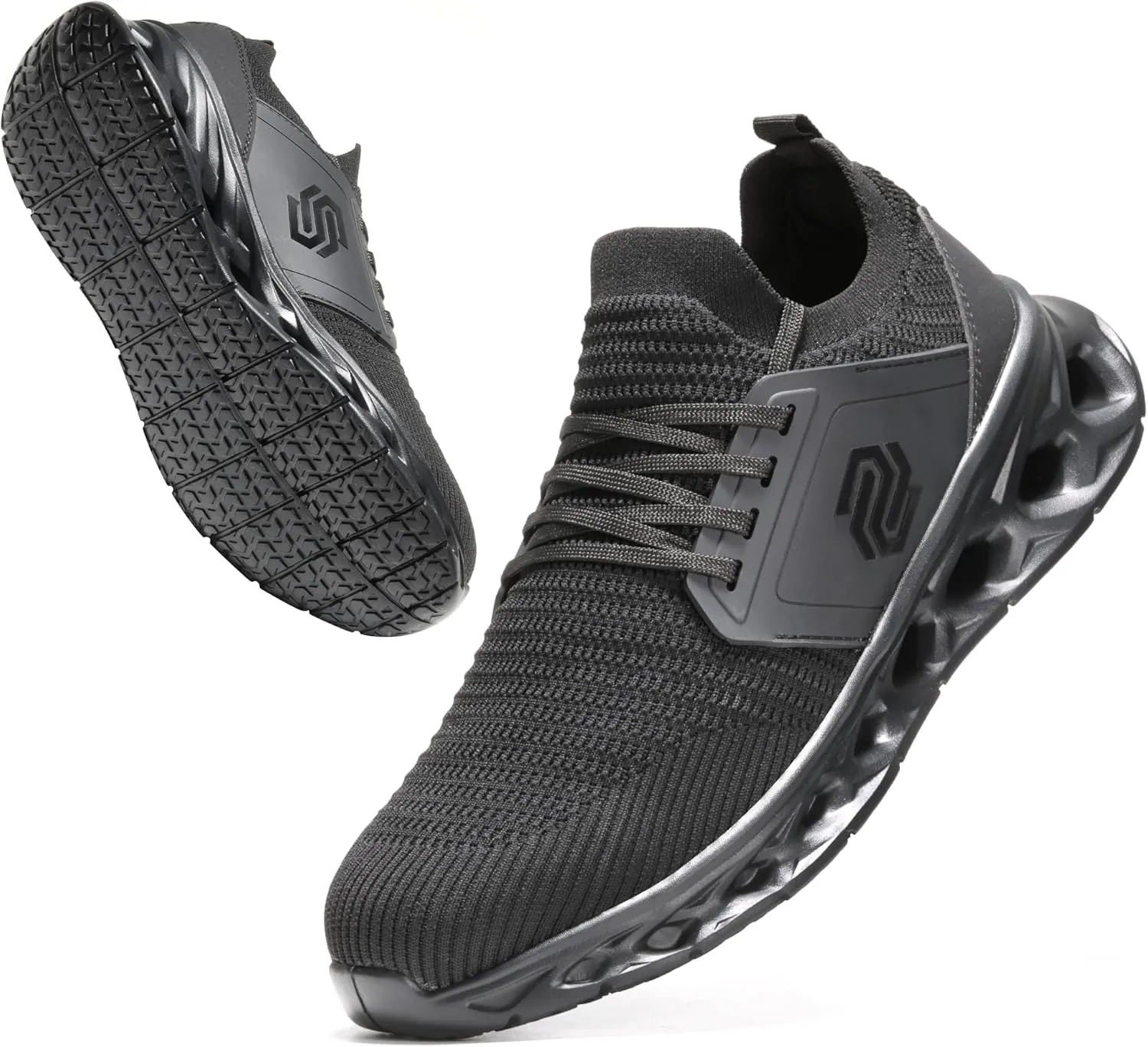 Furuian Steel Toe Shoes for Men Women Slip On Safety Shoes Comfortable Lightweight Sneakers Industry Work Shoes