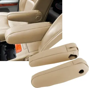 FZJDSD 2 pcs Beige Leather Seat Armrest Cover Compatible with Lexus RX300 RX330 RX350 2003 2004 2005 2006 2007 2008 2009 with Zippered Design