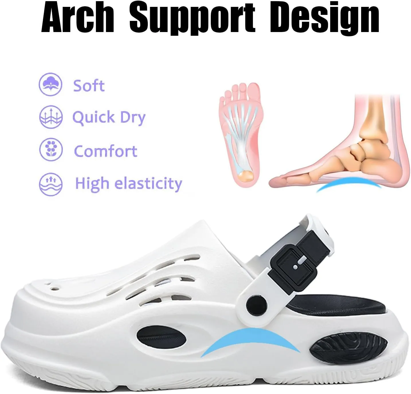 Garden Clogs Shoes for Mens Womens Outdoor Slip-on Beach Sandals with Arch Support Unisex Platform Classic Waterproof Lightweight
