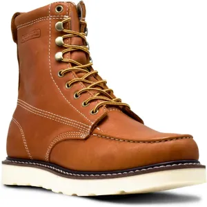 Golden Fox 8" Men's Moc Toe Wedge Comfortable Leather Work Boots, Goodyear Welt Construction, Industrial, Ironworker