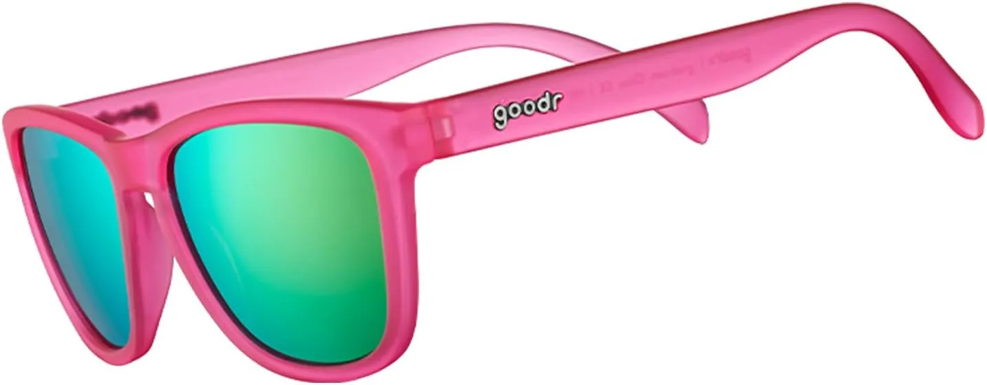 goodr Flamingos On A Booze Cruise Polarized Sunglasses for Men & Women, Medium Sized (OG), Pink Translucent Frames with Teal Mirored Reflective Lens, UV400 Protection, No Slip, No Bounce
