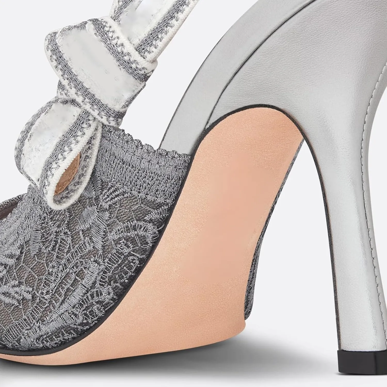Goolita Pointed Closed Toe Pearl Slingback Heels for Women, Mesh Bow Evening Pump Stiletto High Heels Backless Party Bridal Shoes for Wedding