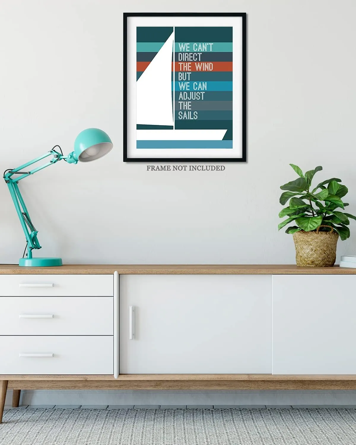 Govivo We Can't Direct The Wind But We Can Adjust The Sails - Wall Art Decor on a striped background - unframed artwork printed on photograph paper