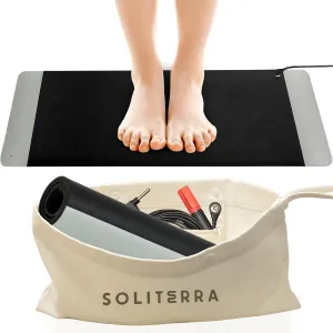 Grounding Mat for Feet - Foldable Earthing Grounding Mat for Bed with Tester Pen & Cord - Lightweight PMF Pad for Sleep, Meditation, Office, Yoga & Stress Relief - Canvas Bag, Twilight Echo