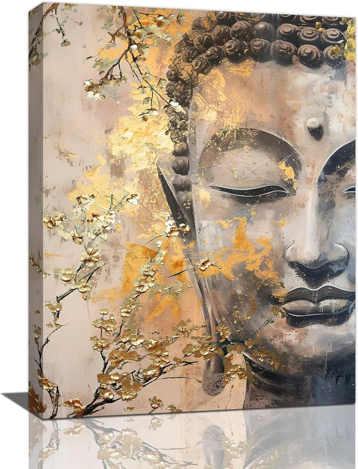 Gyeong Zen Wall Art Buddha Statue Wall Decor Spiritual Meditation Canvas Print Buddha Pictures Painting Artwork Home Decorations for Spa Yoga Bedroom Buddhist Home Living Room 12"x16"