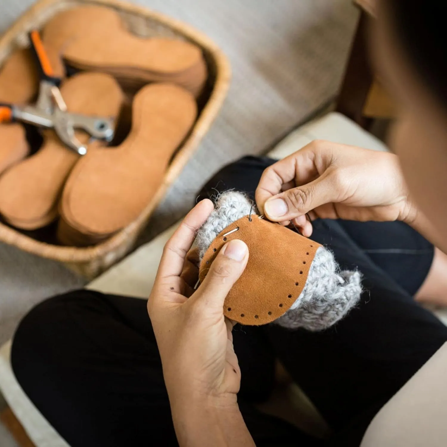 Hand-crocheted Wool Slippers for Men & Women (Winter Moss Green, XX-Large)