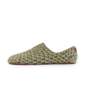 Hand-crocheted Wool Slippers for Men & Women (Winter Moss Green, XX-Large)