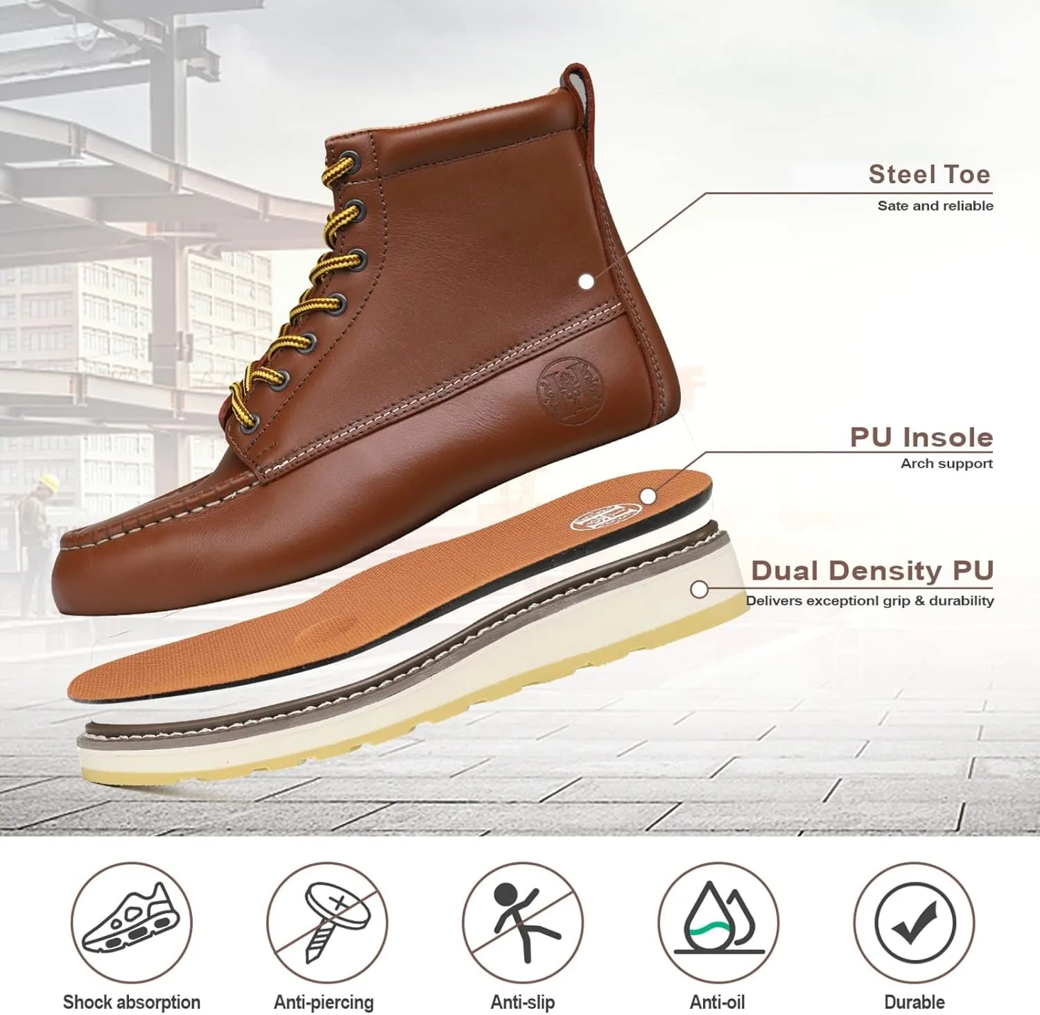 HANDPOINT Men's Classic 6" SureTrack Steel Toe Work Boot 84992