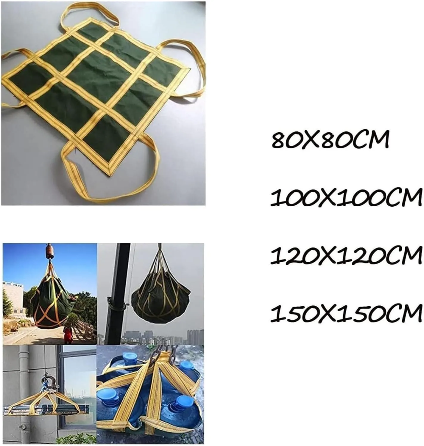 Hanging Lifting Net - Canvas Soft Tray Bag, Crane Pallet Cargo Net, Load 1.5-2Ton, Dock Safety Tear Resistant Strong Load-Bearing Bag, Loading and Unloading Heavy Objects(100X100CM)