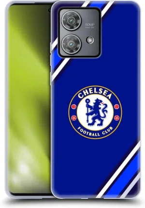Head Case Designs Officially Licensed Chelsea Football Club Stripes Crest Soft Gel Case Compatible with Motorola Edge 40 Neo 5G