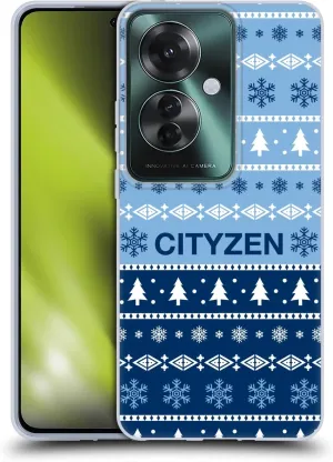 Head Case Designs Officially Licensed Manchester City Man City FC Cityzen Pattern Christmas Soft Gel Case Compatible with Oppo Reno11 F 5G / F25 Pro 5G