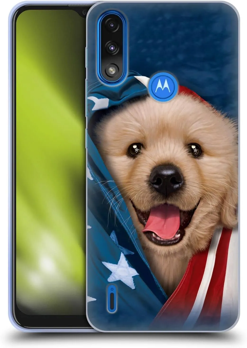 Head Case Designs Officially Licensed Vincent HIE Patriotic Golden Retriever Canidae Soft Gel Case Compatible with Moto E7 Power/Moto E7i Power