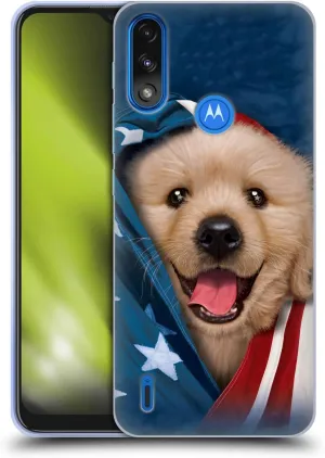 Head Case Designs Officially Licensed Vincent HIE Patriotic Golden Retriever Canidae Soft Gel Case Compatible with Moto E7 Power/Moto E7i Power