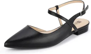 IDIFU Women's Flats Pointed Toe Slingback Flat Shoes Closed Toe Dress Shoes for Women Bridal Ladies Dressy Comfortable Casual Formal Cute Flats Work Office Wedding Business Evening Flats