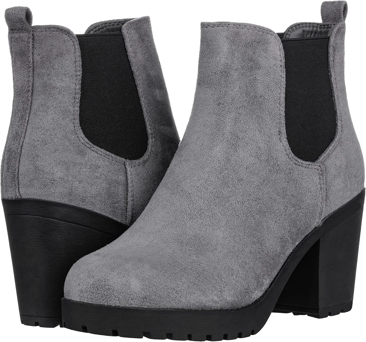 ILLUDE Women’s Classic Chelsea Bootie Chunky Mid Heel Rounded Toe Slip On Boots