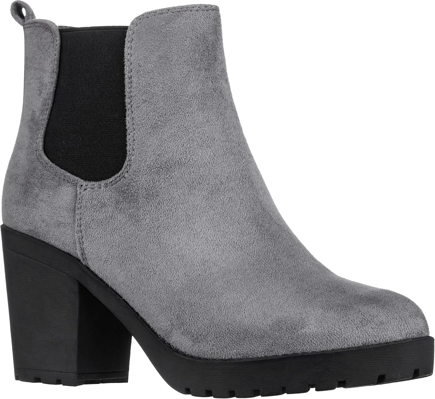ILLUDE Women’s Classic Chelsea Bootie Chunky Mid Heel Rounded Toe Slip On Boots