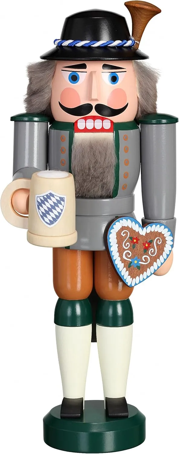ISDD Cuckoo Clocks German Nutcracker Bavarian on Oktoberfest, Height 27 cm / 11 inch, Original Erzgebirge by Seiffener Volkskunst